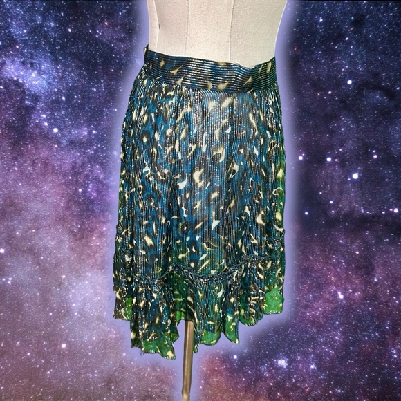 NWT Soeur ‘Lafayette’ Leopard Muslin Skirt in “Peacock Blue” Size 34 = Size XS - Picture 13 of 16